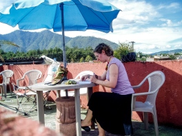 Dance homework on a hostel roof, Angtigua Guatemala